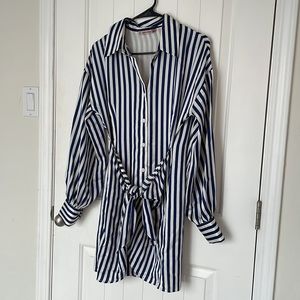 VICI Satin Striped Tie Mini Dress - Small
